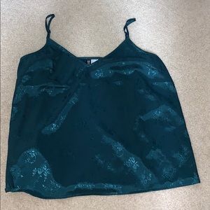 Green floral metallic camisole